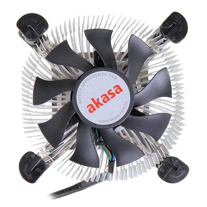 Akasa Aluminium Intel Mini-ITX cooler | TDP 35W | 26mm Low Profile CPU Cooler | 74mm PWM Fan | Heats
