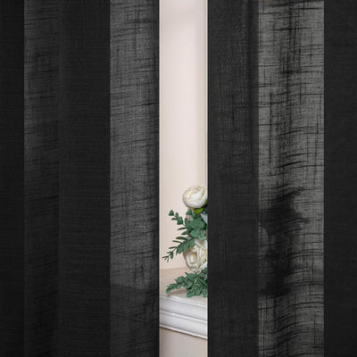 MIULEE 2er Set Voile Vorhang Sheer Leinenvorhang mit Ösen Transparente Leinen Optik Gardine Ösenscha