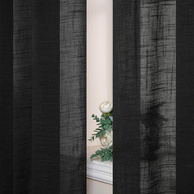 MIULEE 2er Set Voile Vorhang Sheer Leinenvorhang mit Ösen Transparente Leinen Optik Gardine Ösenscha