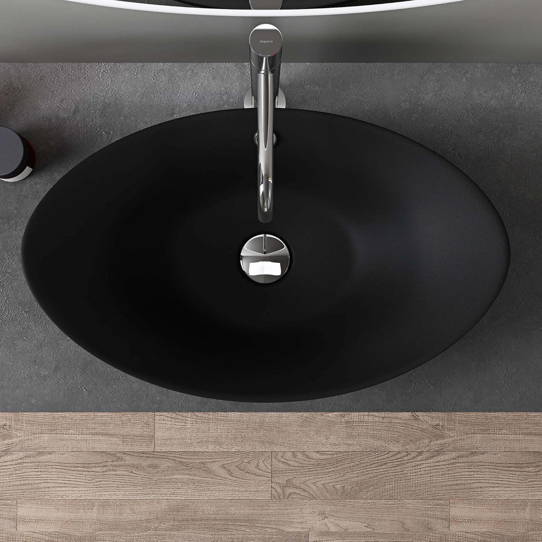 doporro Waschbecken Bad 59x38x19cm Brüssel 818 | Lotuseffekt durch Nano-Versiegelung | Aufsatzwaschb