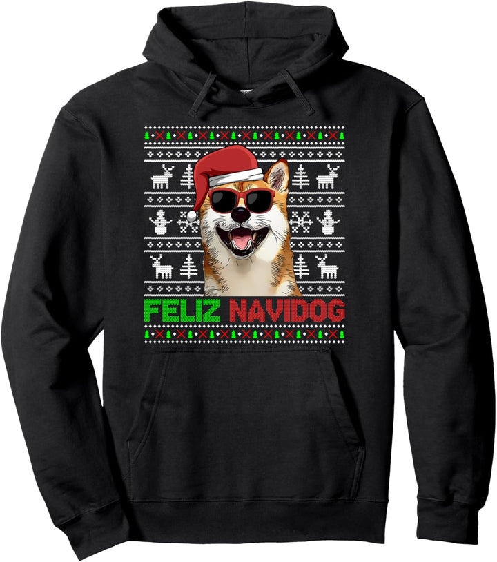 Shiba Inu Dog Feliz Navidog Lustige Weihnachten Pullover Hoodie