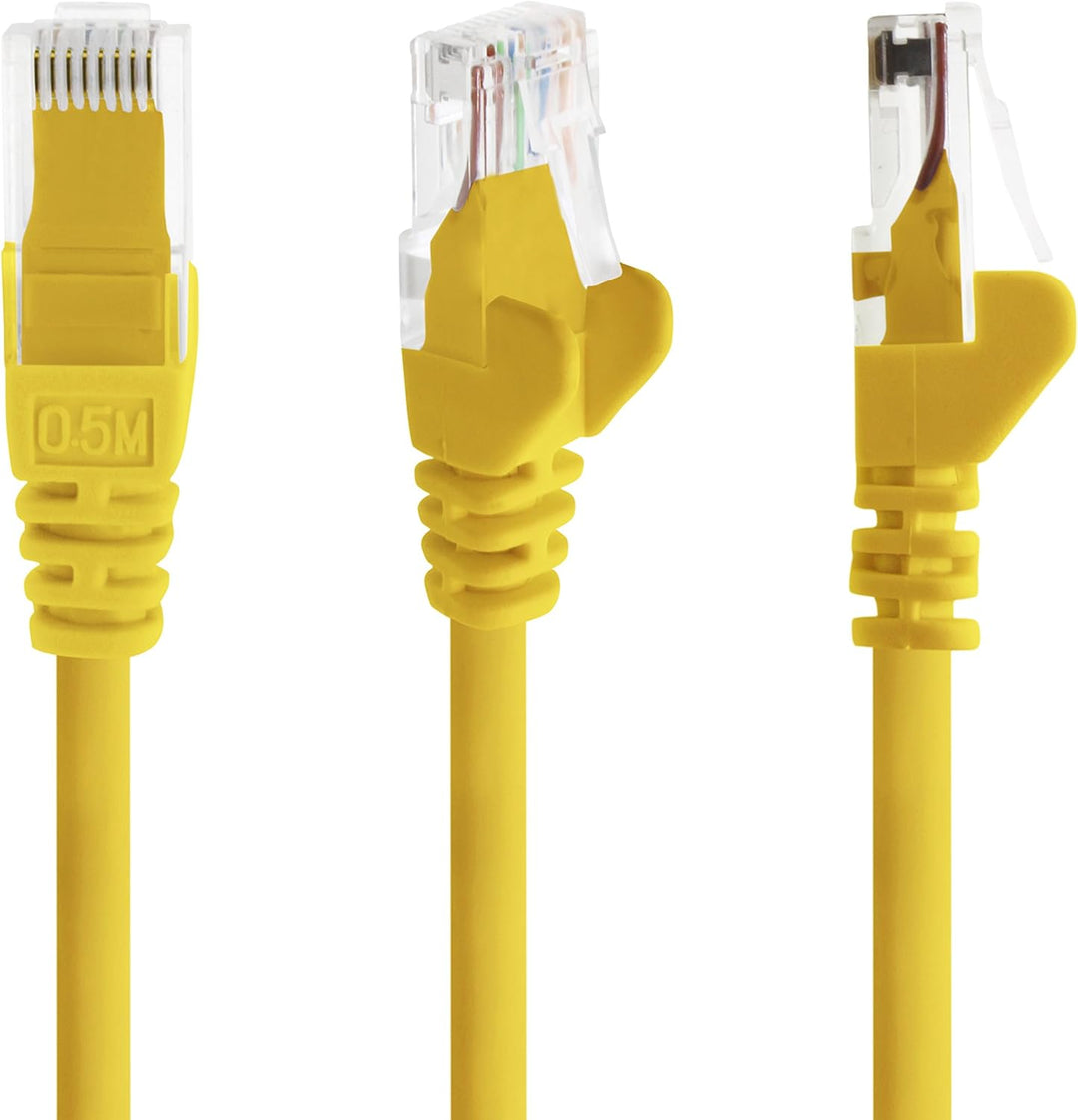 1aTTack.de Netzwerkkabel Cat.6 - gelb - 10x - 10m - (Set) - CAT6 Ethernet Kabel Lankabel 1000 Mbits