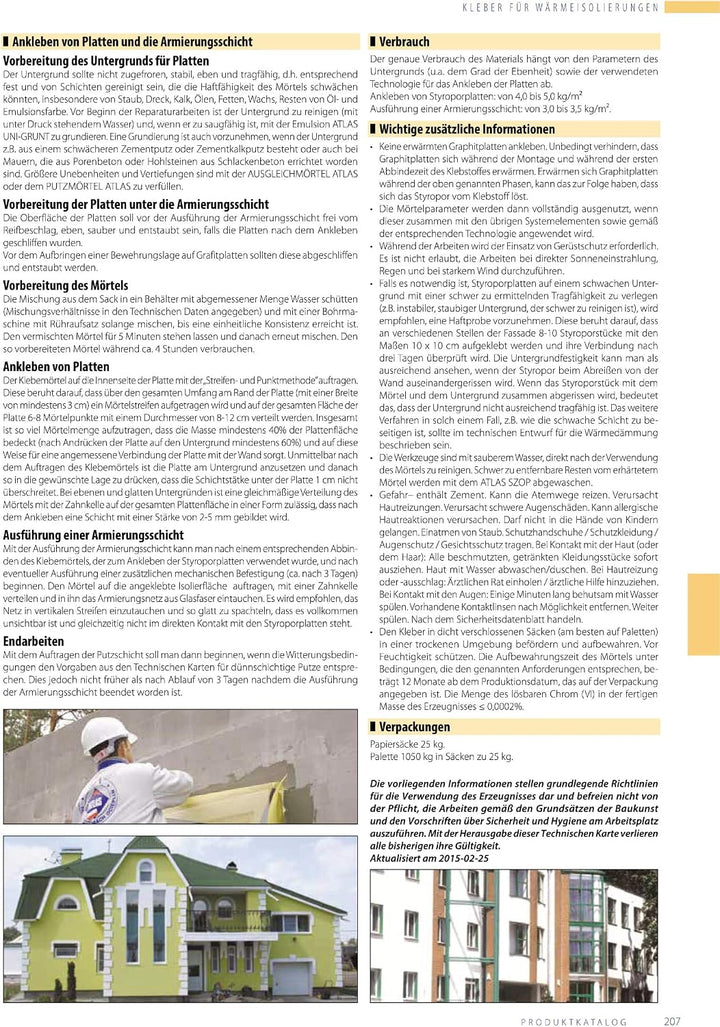 HOTER U Atlas Klebe und Armierungsmörtel für Styropor EPS XPS 2 in 1 Grau