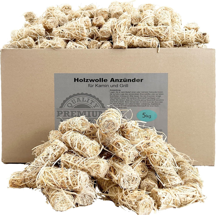 Samore Bio-Kaminanzünder und Öko-Grillanzünder aus Holzwolle, in pflanzlichem Wachs getränkt | Kohle