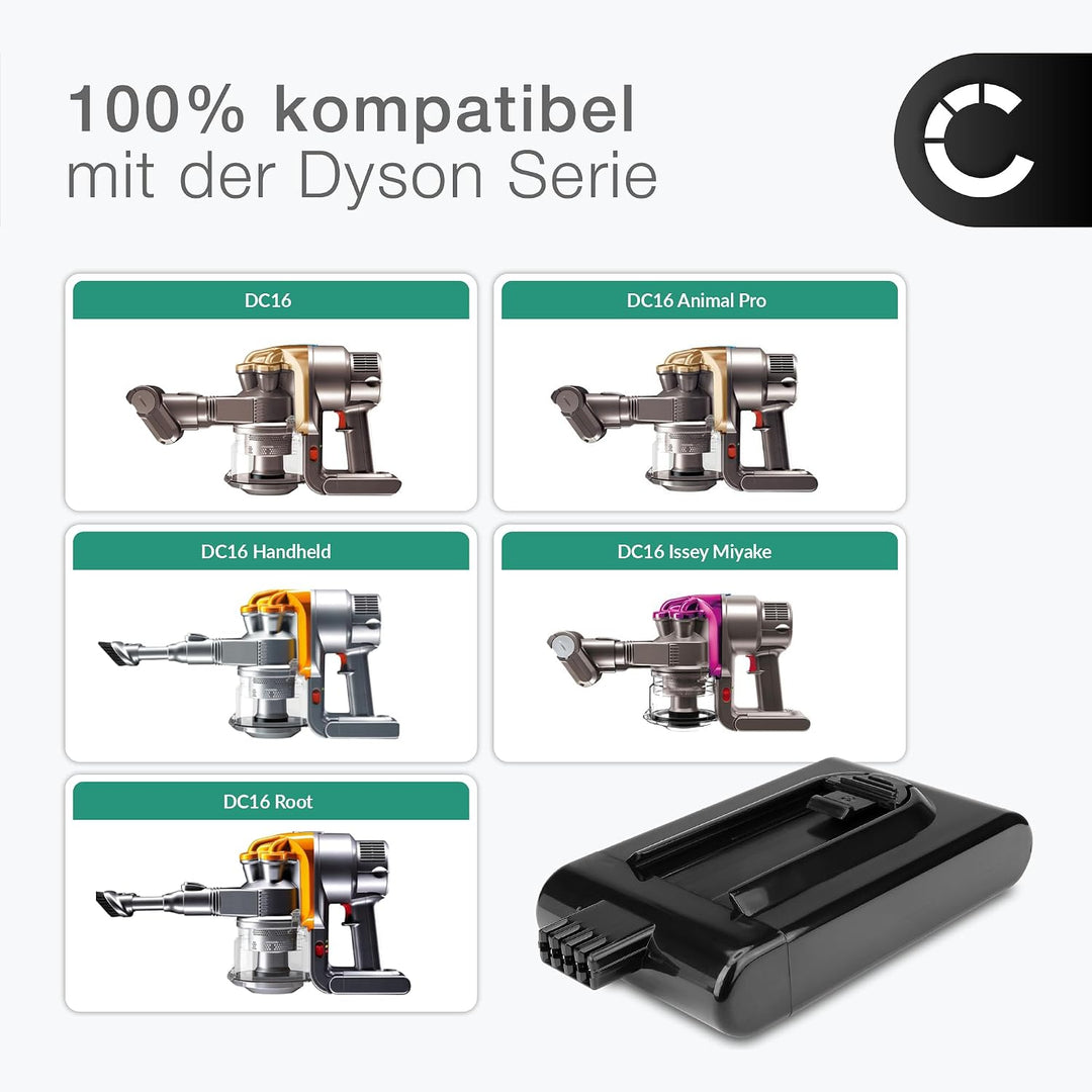 CELLONIC 1x Akku kompatibel mit Dyson D12 Cordless Vacuum, DC-16 | 1x, (1500mAh-21.6V-Lithium-Ionen)