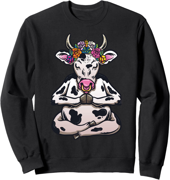Kuh mit Blumenkranz, der Yoga Meditation macht geschenk Sweatshirt