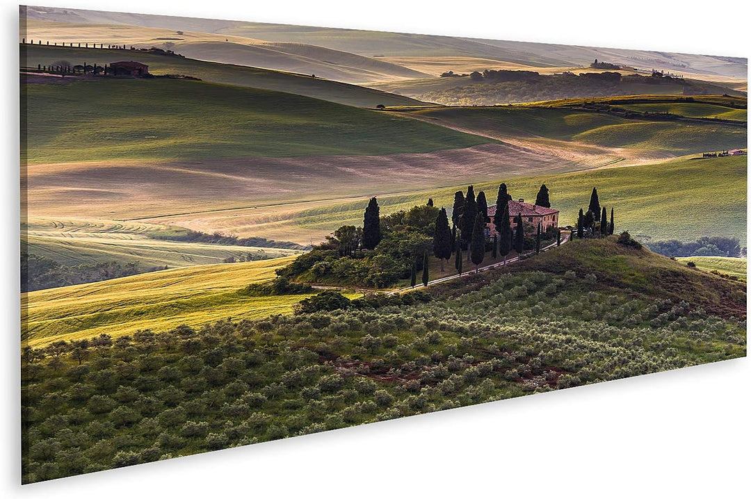 islandburner Bild auf Leinwand Toskana Landschaft Traditioneller Bauernhof Hügel Wiese Ruhe Stille V