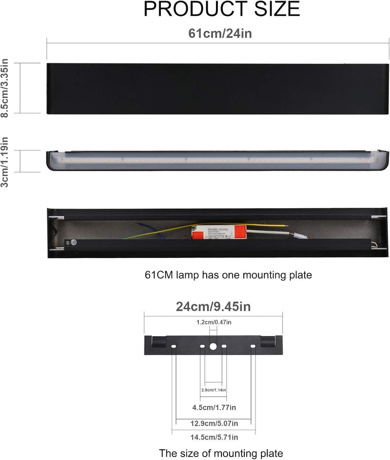 Klighten LED Wandleuchte Dimmbar Innen mit Fernbedienung, Up Down Wandlampe Modern, Für Wohnzimmer S