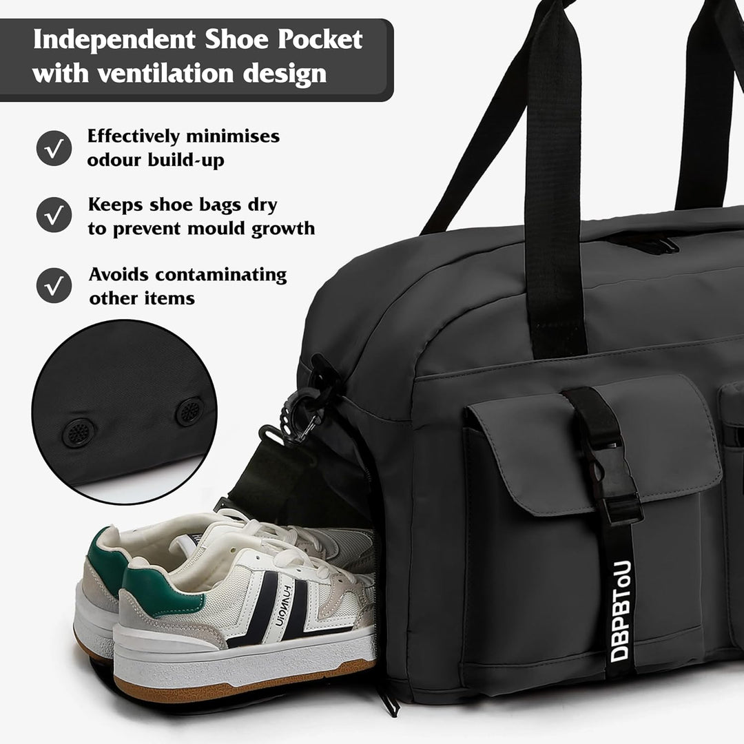 Sporttasche Damen Herren, Reisetasche mit Schuhfach, Trainingstasche mit Nassfach, wasserdichte Week