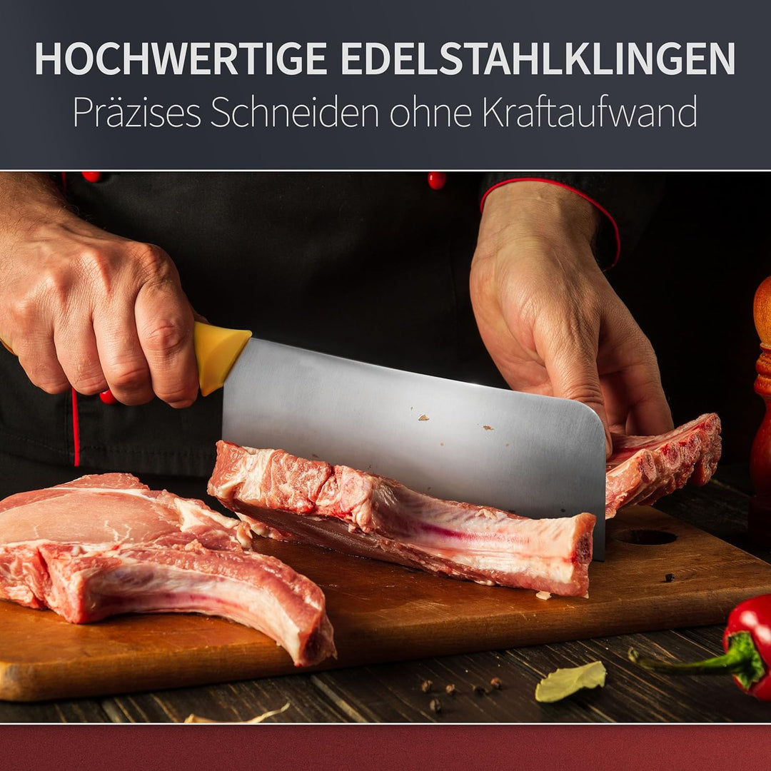 Shov Küchenmesser Set – Premiumqualität | Profi Küchenmesser | Kochmesser Set | Fleischmesser | Ausb