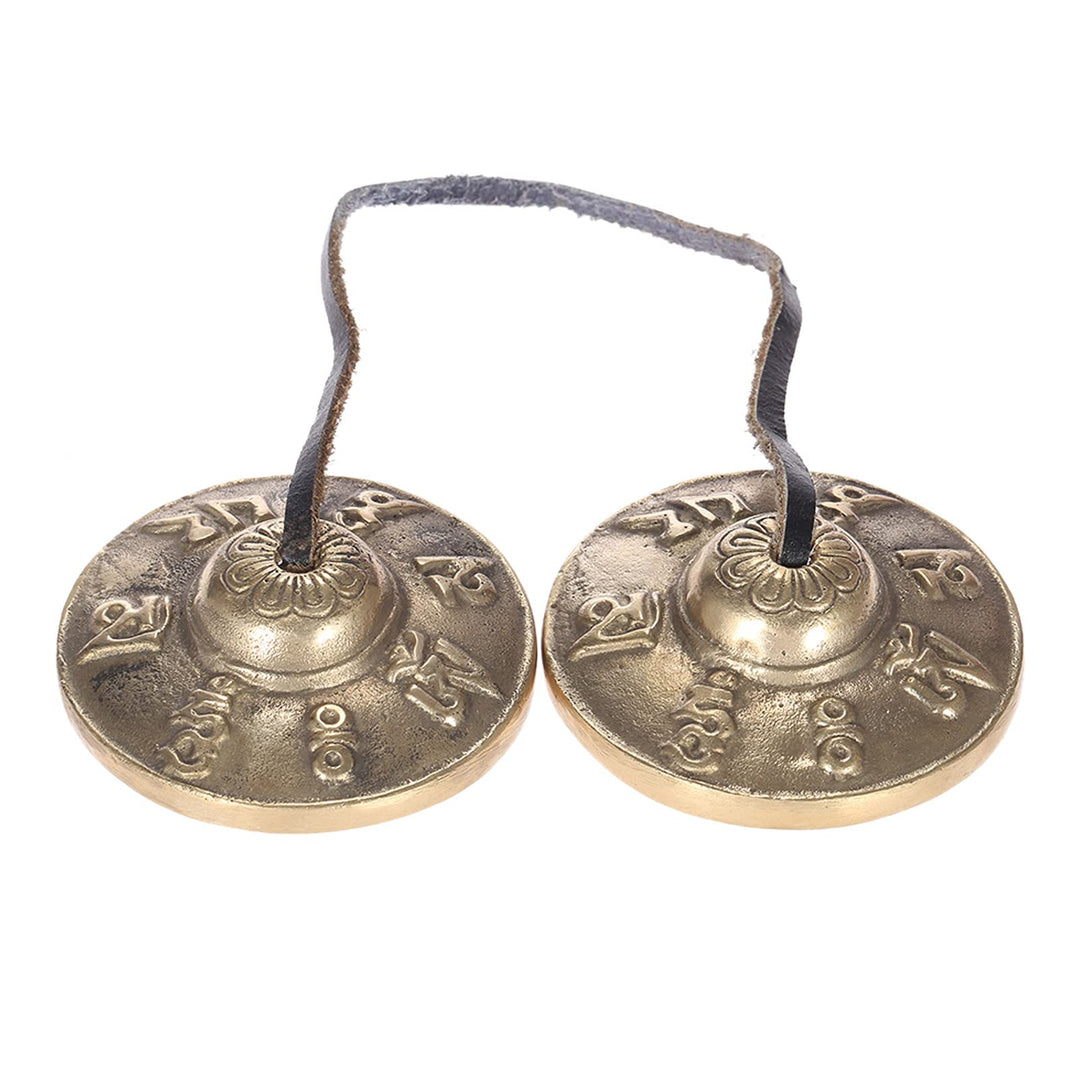 Zimbel Tibetische Meditations Tingsha Zimbeln mit Buddhistischen Glückssymbolen, Chinesische Deko, M