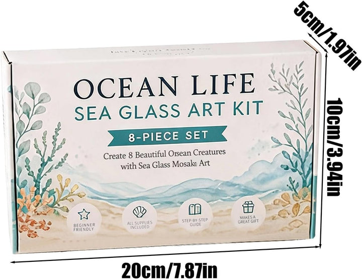 DIY Meeresglas-Mosaik-Kunstset, niedliche 3D-Meerestier-Kunstwerke | Küsten-Wohndekoration, Kreative