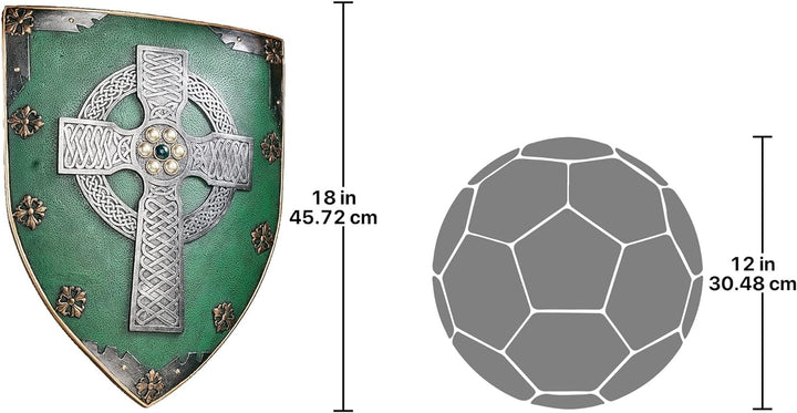 Design Toscano Keltischer Kreuz Kämpferschild Mittelalterliche Wandskulptur, Polyresin, vollfarbe, 4