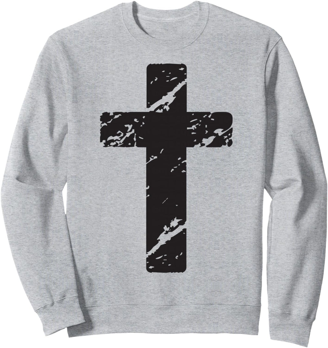 Rustikales Vintage-Kreuz im Used-Look, christlich Sweatshirt