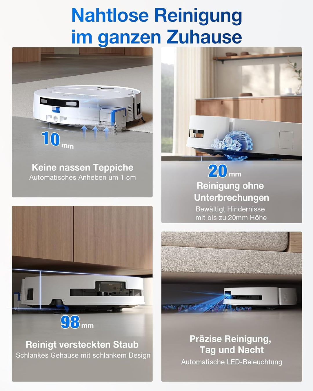 ECOVACS DEEBOT T80 OMNI Saugroboter mit Wischfunktion, 18.000 Pa, OZMO ROLLER Wischwalze mit kontinu