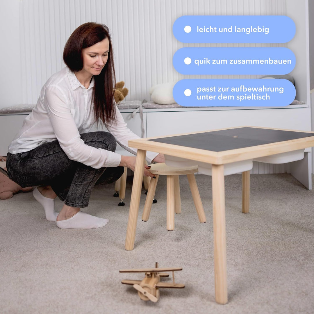 Cateam Tritthocker aus Holz für Kinder und Kleinkinder – 2er-Set – Nussbaum – Kinderhocker mit auszi