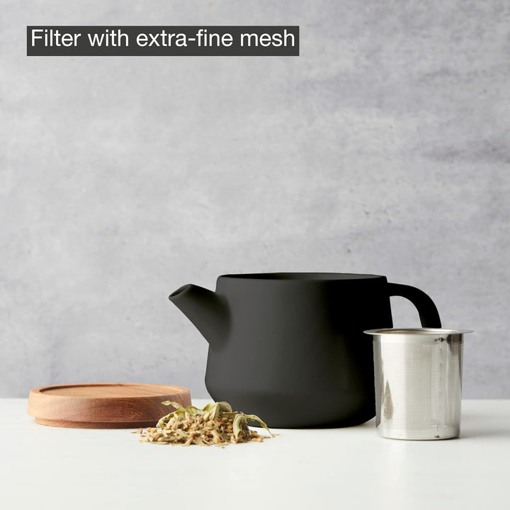 Point-Virgule Teekanne mit Siebeinsatz aus Edelstahl für pures Aroma, schwarz, 600ml, Schwarz