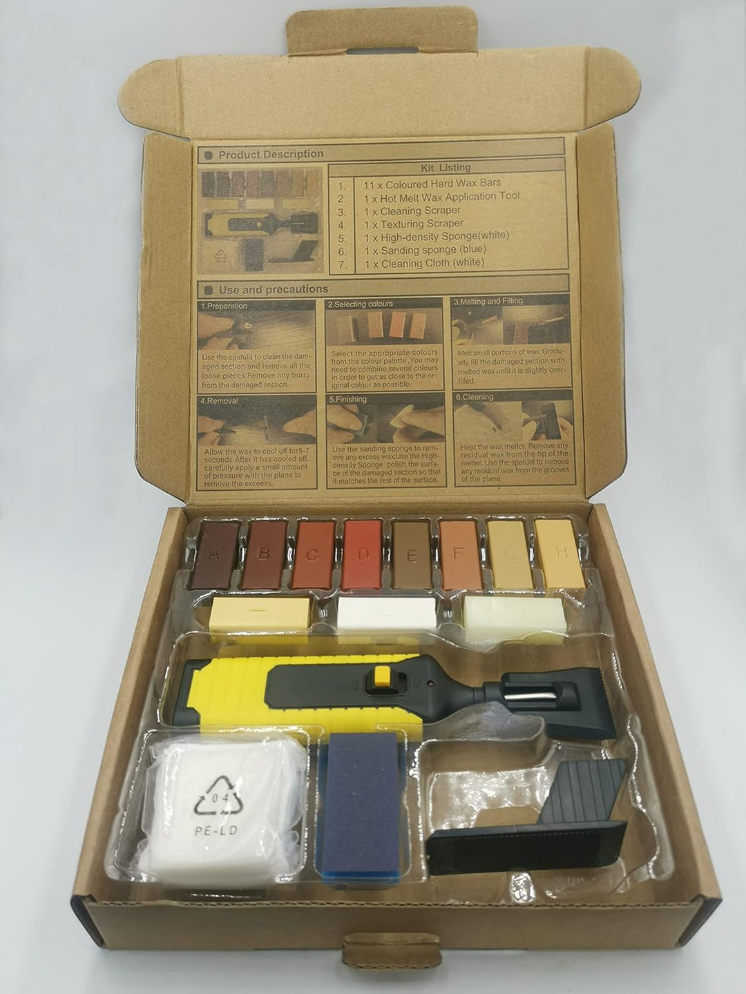 laminat reparaturset,17 Stück boden reparaturset für Parkett, Laminat und Holzoberflächen (Reparatur