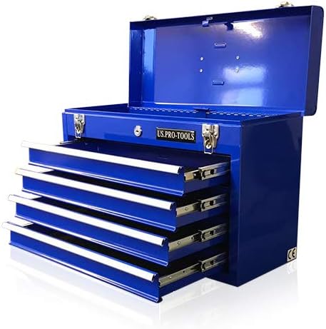 ORIGINAL US PRO TOOLS TOOL BOX TOOL CABINET 4 DRAWER HAND HELD TOOL CHEST PORTABLE BLUE by us pro to