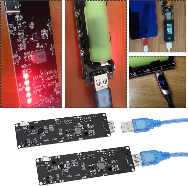 2 Satz 18650 Lithium Li-Ionen Akku Erweiterungsschild 5V-3V Micro USB Modul 600mA 3V/1A 5V/3A mit La