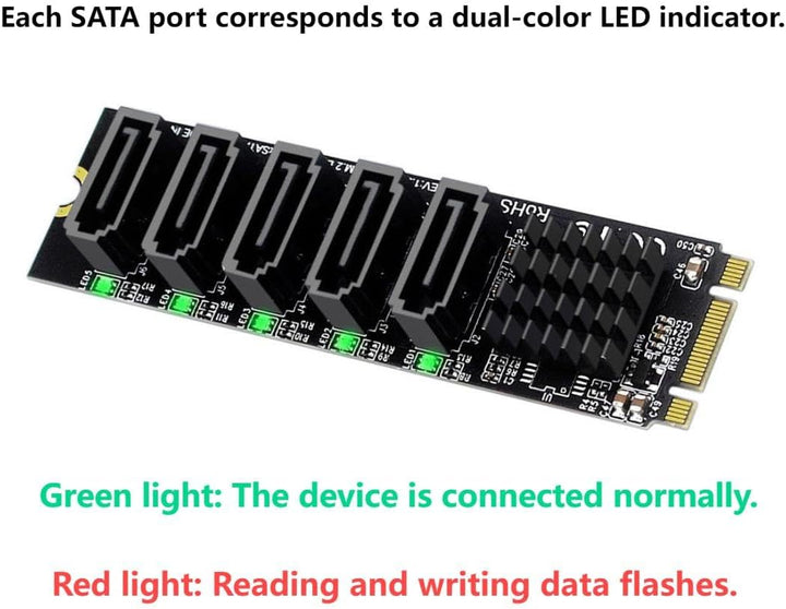 chenyang CY 2280 M.2 NGFF Key B+M SATA auf SATA 3.0 6Gbps 5 Ports PM Funktion Konverter Adapter JMB5