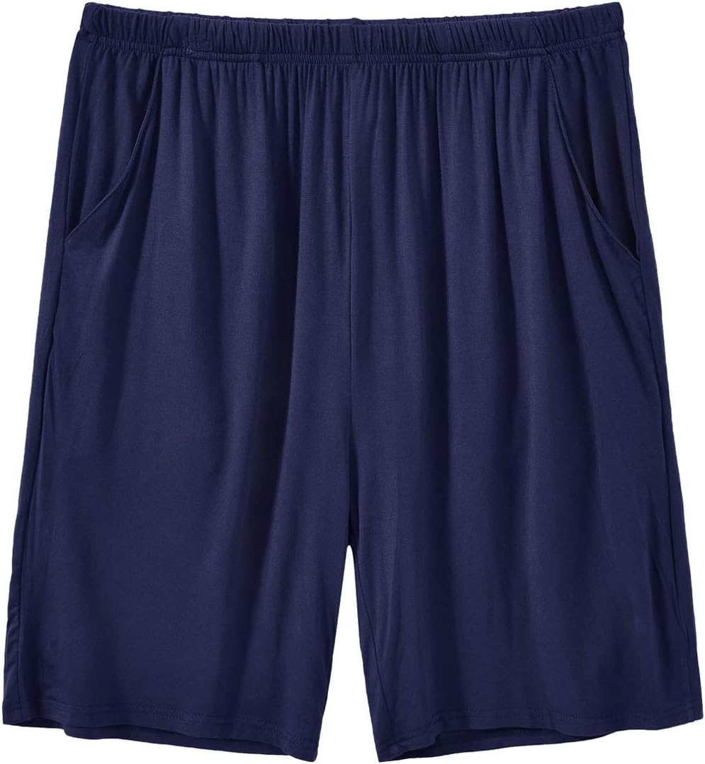 MoFiz Pyjamahose Herren Schlafanzughose Kurz Modal Schlafshorts Weit Loungewear, 2 Pack-05