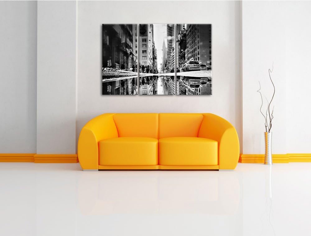Pixxprint Monocrome, New York Times Square 3-Teiler Leinwandbild 120x80 Bild auf Leinwand