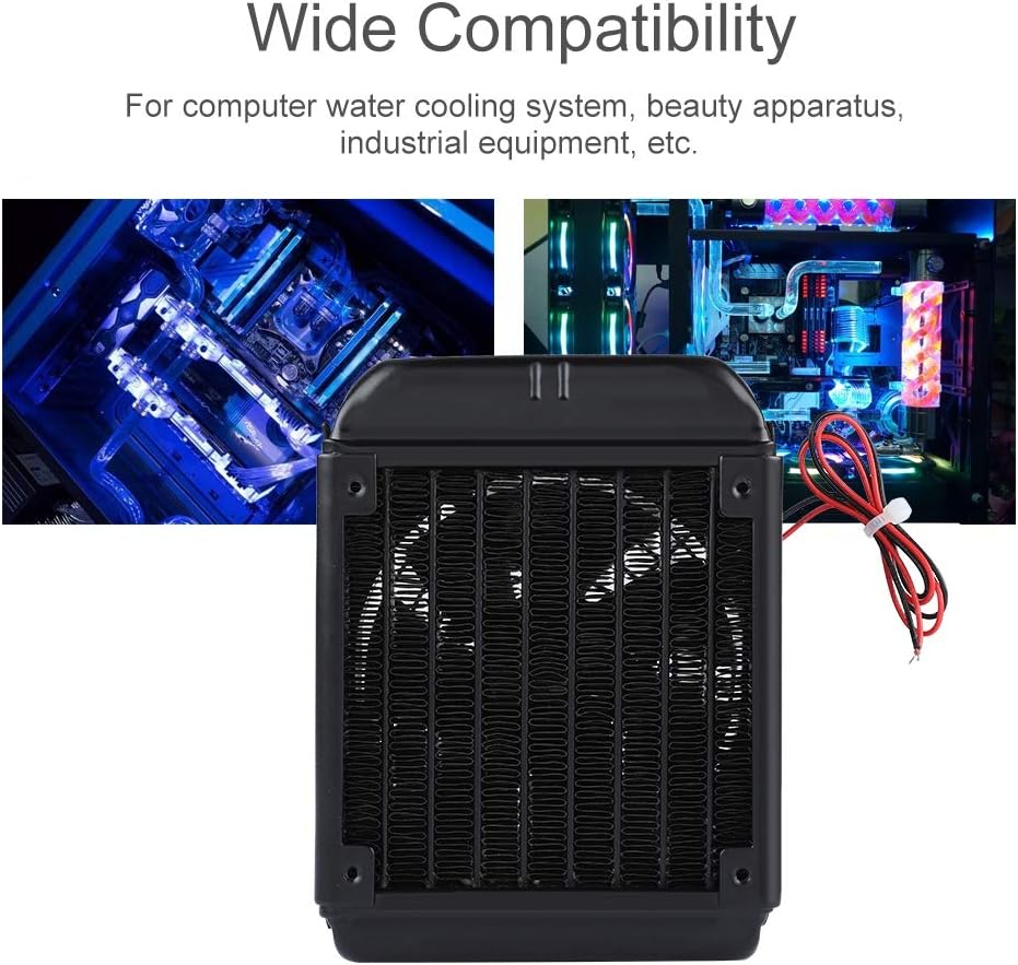 ASHATA 90mm Aluminium Radiator, Kühlerlüfter Radiator - CPU Wasserkühlung 8 Röhren Aluminiumheizkörp