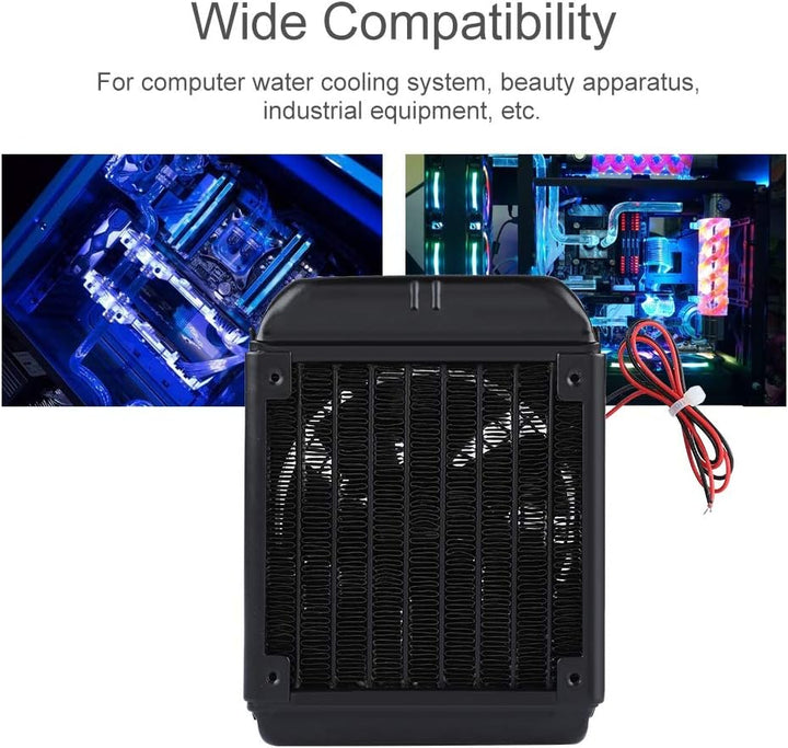 ASHATA 90mm Aluminium Radiator, Kühlerlüfter Radiator - CPU Wasserkühlung 8 Röhren Aluminiumheizkörp