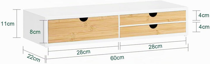 SoBuy Monitor Bildschirm Ständer Monitorerhöhung Bildschirmerhöher Monitorständer mit 3 Schubladen B