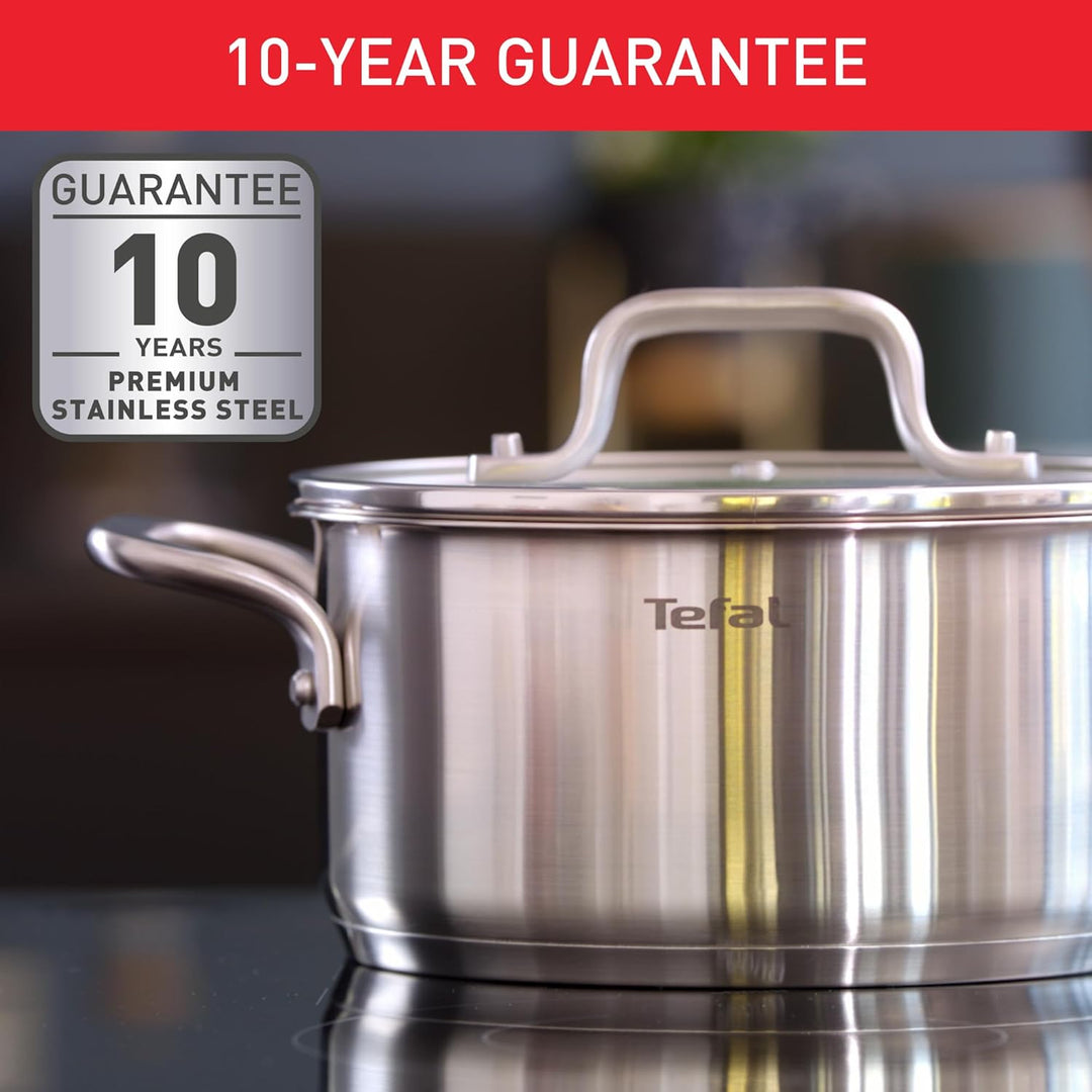 Tefal Virtuoso E492SA25 Kochgeschirr-Set, Edelstahl, Induktion, unbeschichtet, 5-teilig