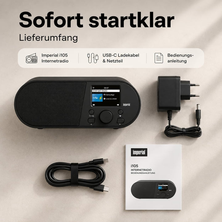 Imperial i105 Internetradio (WLAN, Mediaplayer, USB, DLNA, Farbdisplay, Wecker, Appsteuerung) schwar