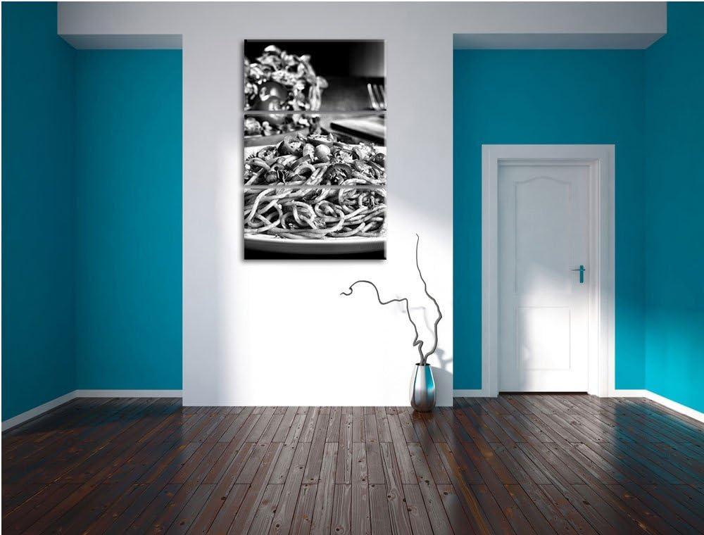 Pixxprint Monocrome, Leckere Spaghetti Italia 3-Teiler Leinwandbild 120x80 Bild auf Leinwand