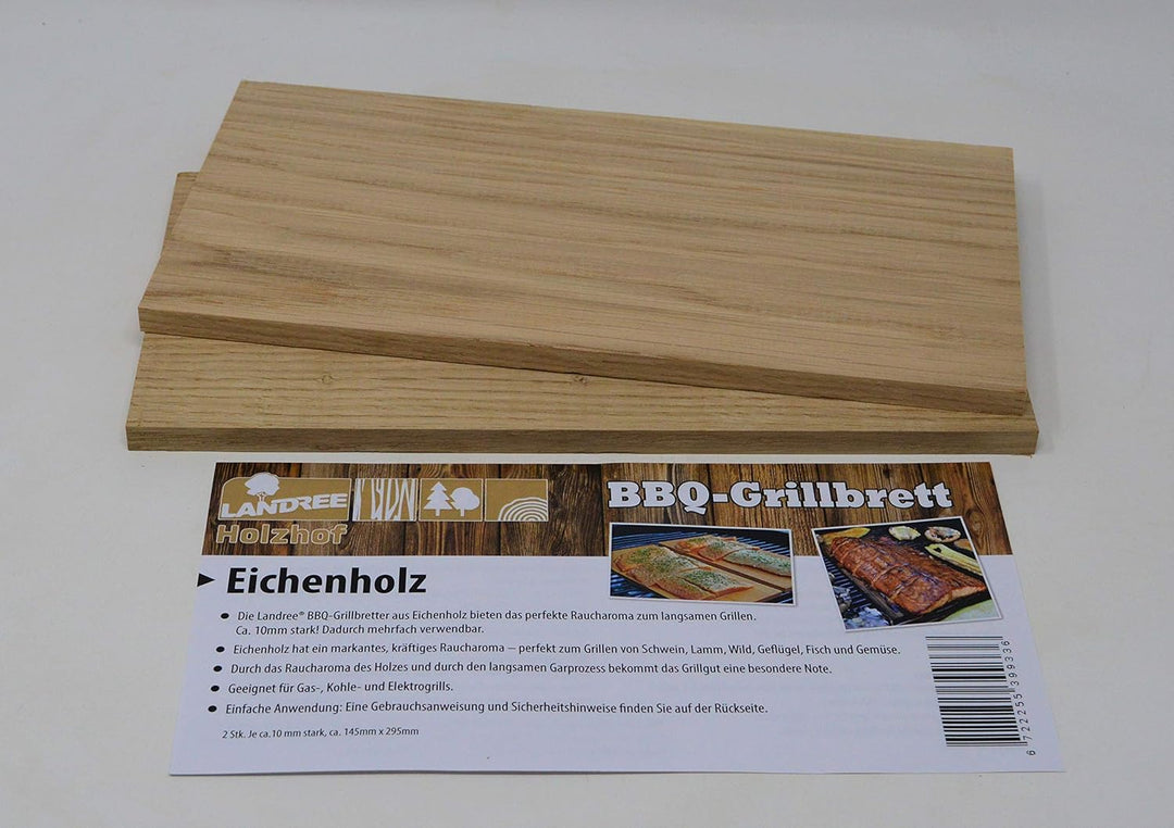 Landree® BBQ Eiche Grillbrett Räucherbrett Planks Set 2Stk mehrfach verwendbar (!) (Eiche), Eiche