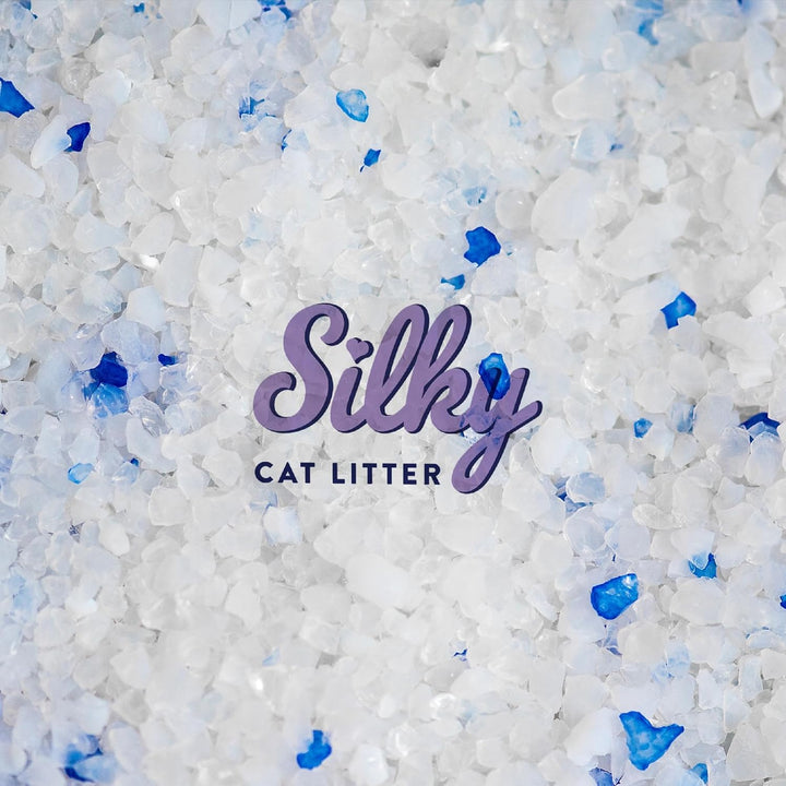 Silky Silikat Katzenstreu, Staubfrei Unparfümiert Kristall Silikatstreu, Geruchsneutral, Hohe Saugkr