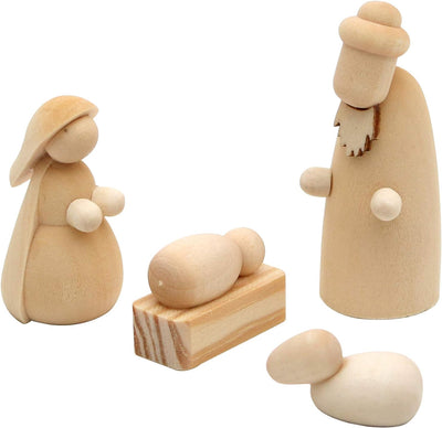 Dekohelden24 Handgedrechselte Holz Krippenfiguren VSGWK88 Natur 4er Set, 5,5 cm, 4er Set, 5,5 cm