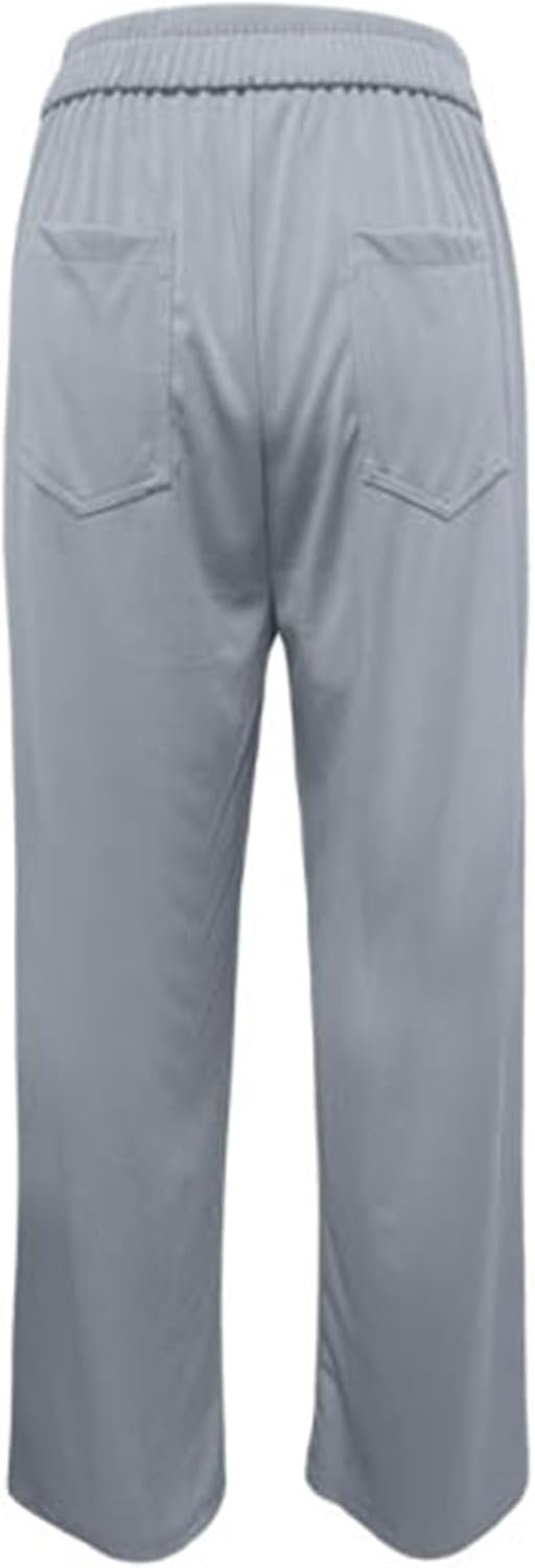 Hose Damen Langgrösse Arbeitshose für Damen, hohe elastische Taille, gerade Hose mit weitem Bein, Bu