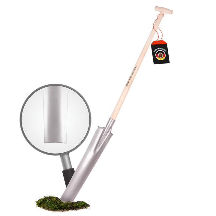 Drainierspaten - Trittschutz, 90cm lang mit T-Griff, robust und ideal für Drainage- und Pflanzarbeit