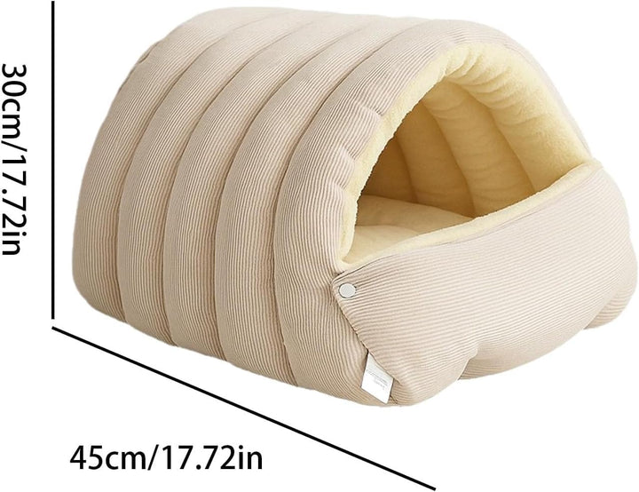 Geschlossenes Winterkatzenbett, herausnehmbares, wärmendes Winterhöhlenbett für Haustiere mit Rutsch