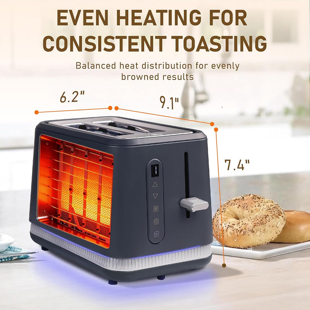 Huogary Toaster 2 Slices, Toasters Wide Slot, Bread Toaster with Cancel, Reheat, Defrost Function, T