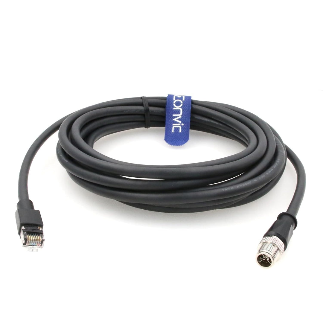 Eonvic M12 X-Code Ethernet TAIYO High-Flex Cognex Kamera Netzwerkkabel Black 5M, Black 5M