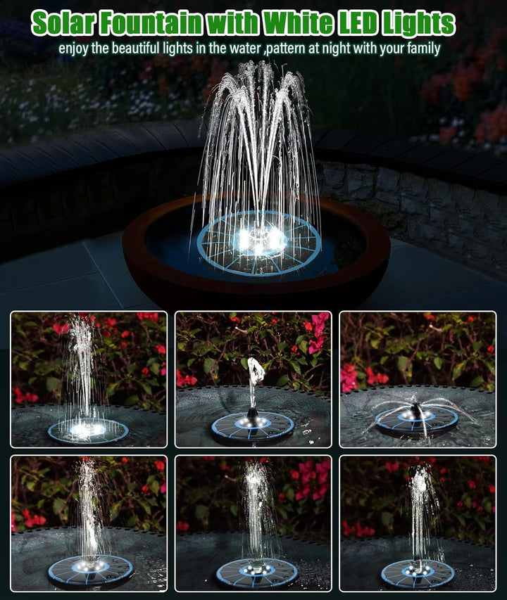 SZMP Solar Springbrunnen für aussen 100% Glas 2023 Upgraded,3.5W Solar Teichpumpe mit 8 Effekte Sola