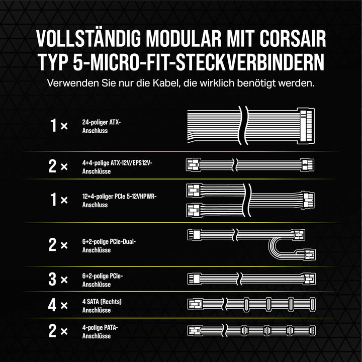 Corsair RM1000x Shift Vollmodulares ATX-Netzteil - Modulare Seitenschnittstelle - ATX 3.0- & PCIe 5.