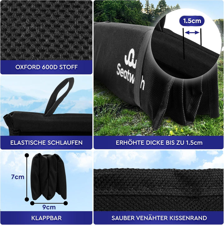 Seatwith Foldable iso seat Cushion Outdoor Sitzmatte (2 Stück) Schwarz, Outdoor Sitzmatte (2 Stück)