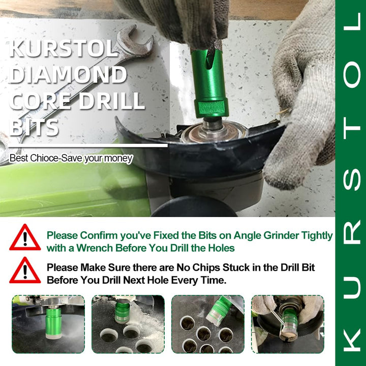 KURSTOL Diamant-Bohrkrone Kit - Diamantbohrer Dreikant Schaft 25mm+50mm Diamant Fingerfräser+SDS PLU