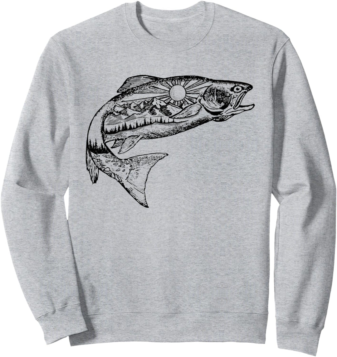 Trout Outdoor Illustration Series - Minimalist Sketch Sweatshirt