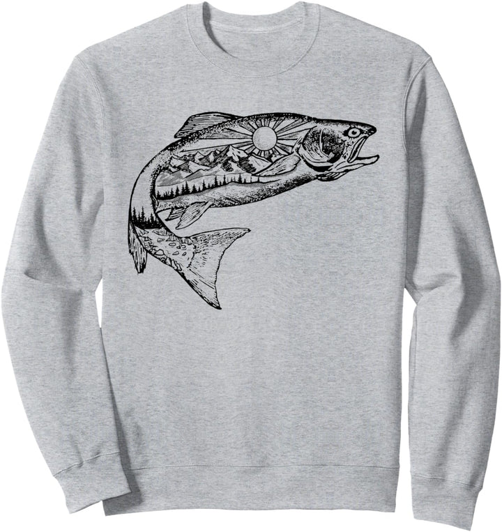 Trout Outdoor Illustration Series - Minimalist Sketch Sweatshirt