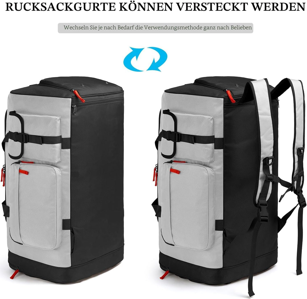 70L Sporttasche Gross Sportrucksack Herren mit Schuhfach Wochenend Sport Reisetasche mit Rucksackfun