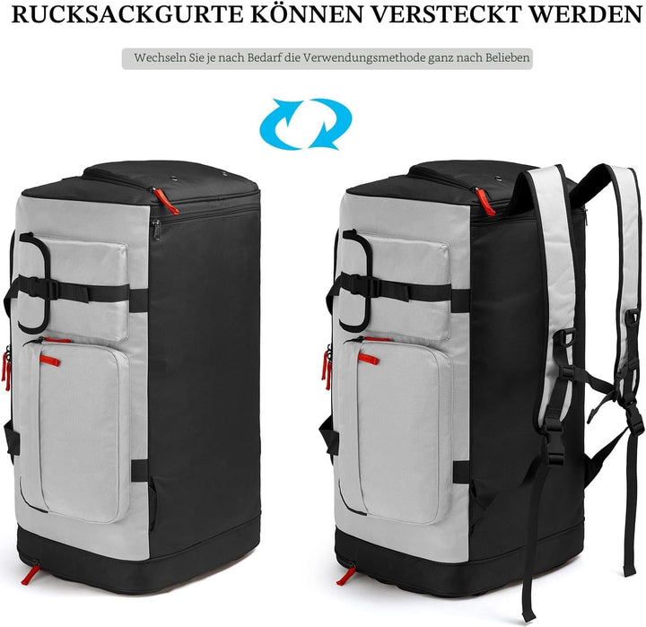 70L Sporttasche Gross Sportrucksack Herren mit Schuhfach Wochenend Sport Reisetasche mit Rucksackfun
