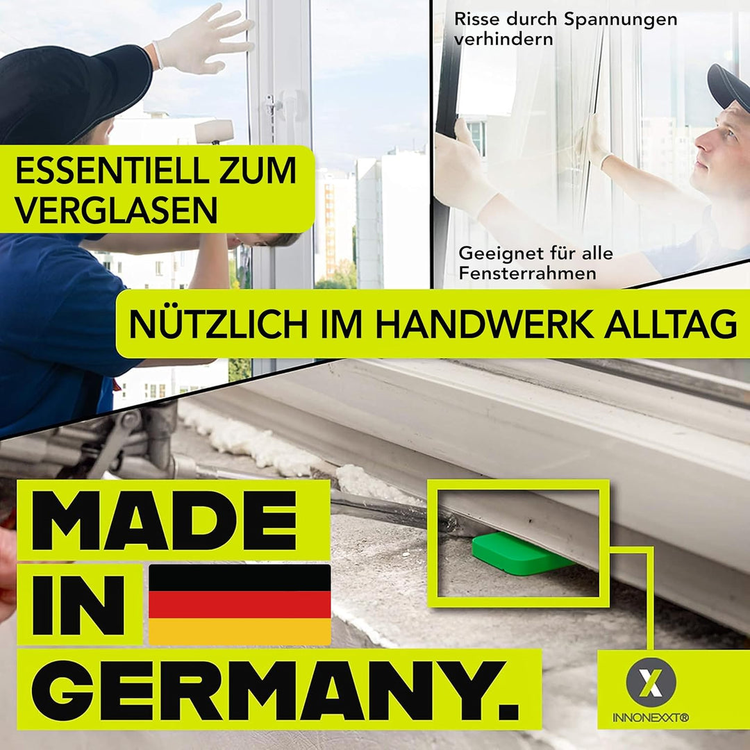 INNONEXXT® Premium Verglasungsklötze | 8mm - 24x100 500Stk. | Made in Germany | Unterlegplatten, Abs